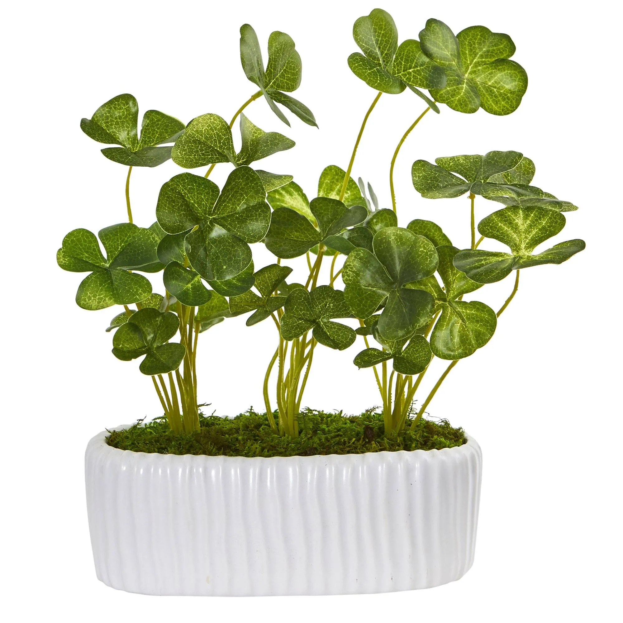 10” Clover Artificial Plant in White Planter (Set of 2)