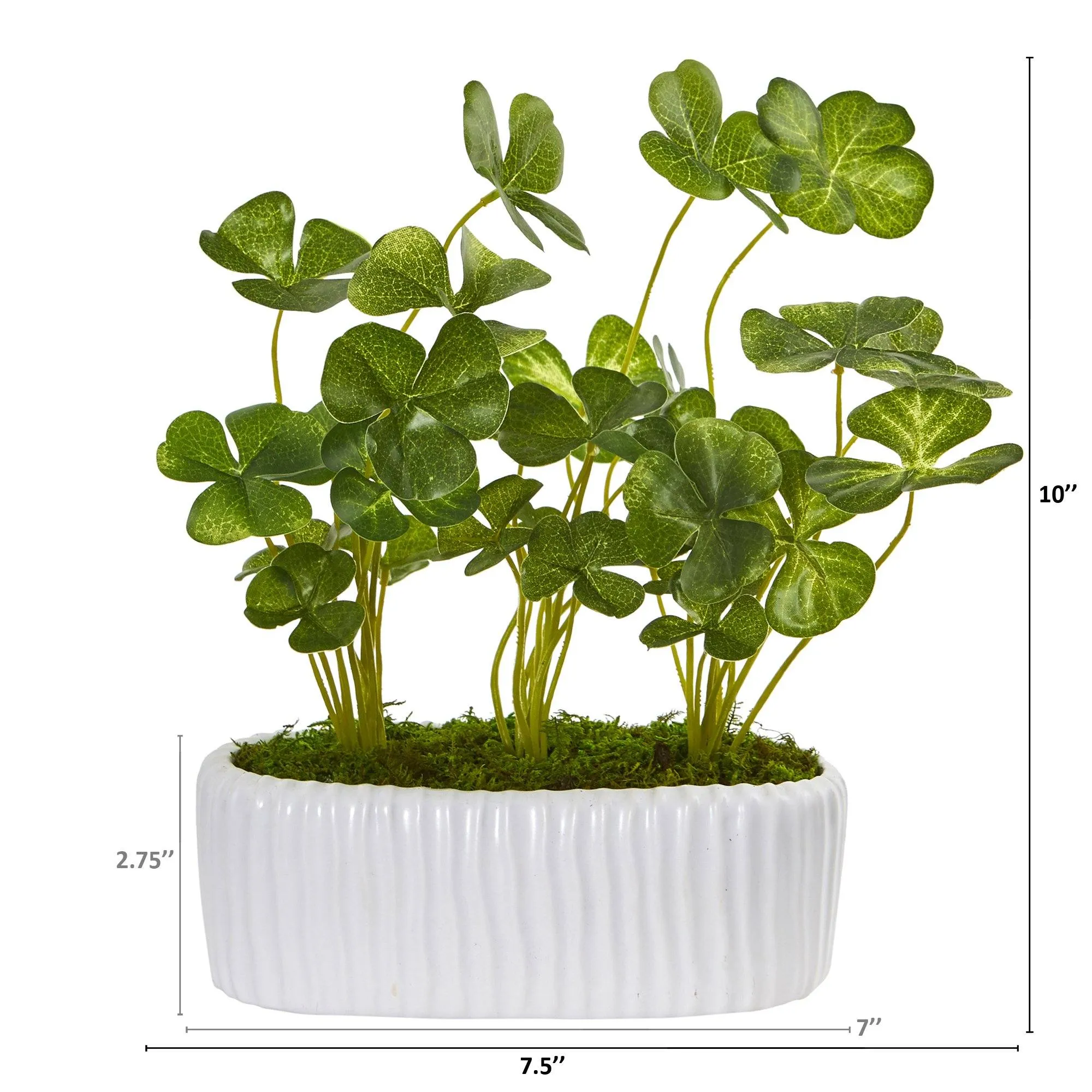 10” Clover Artificial Plant in White Planter (Set of 2)