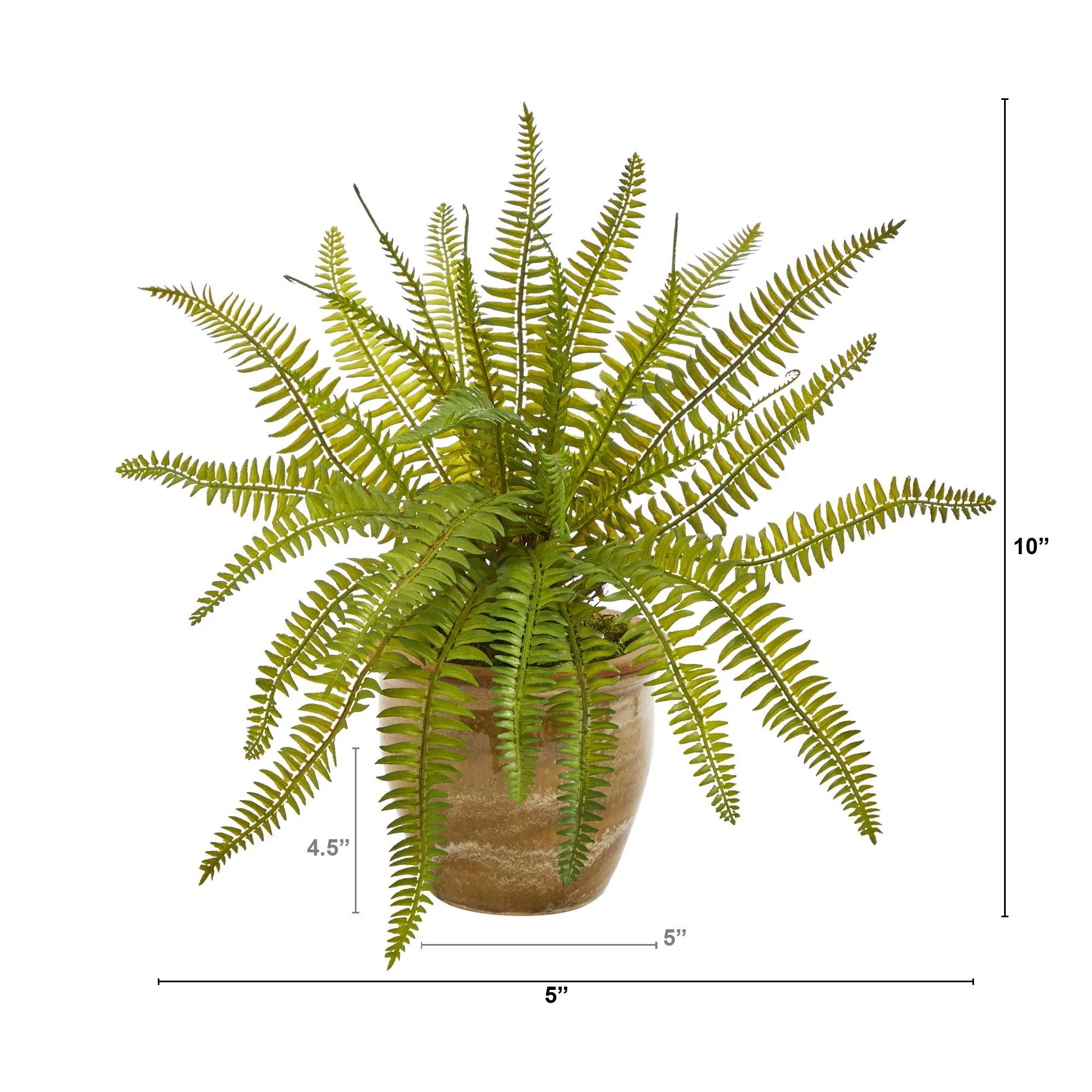 10” Fern Artificial Plant in Ceramic Planter