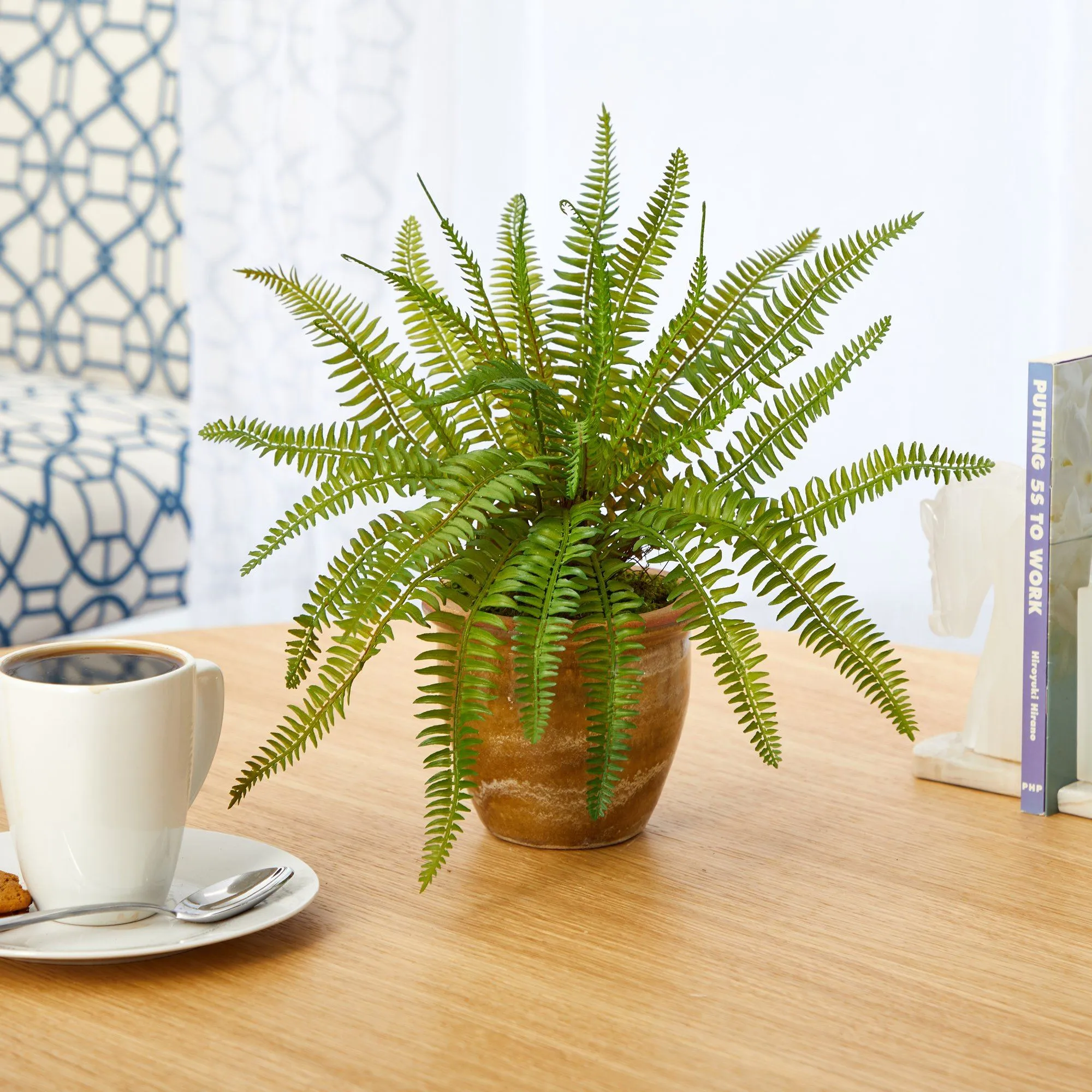 10” Fern Artificial Plant in Ceramic Planter