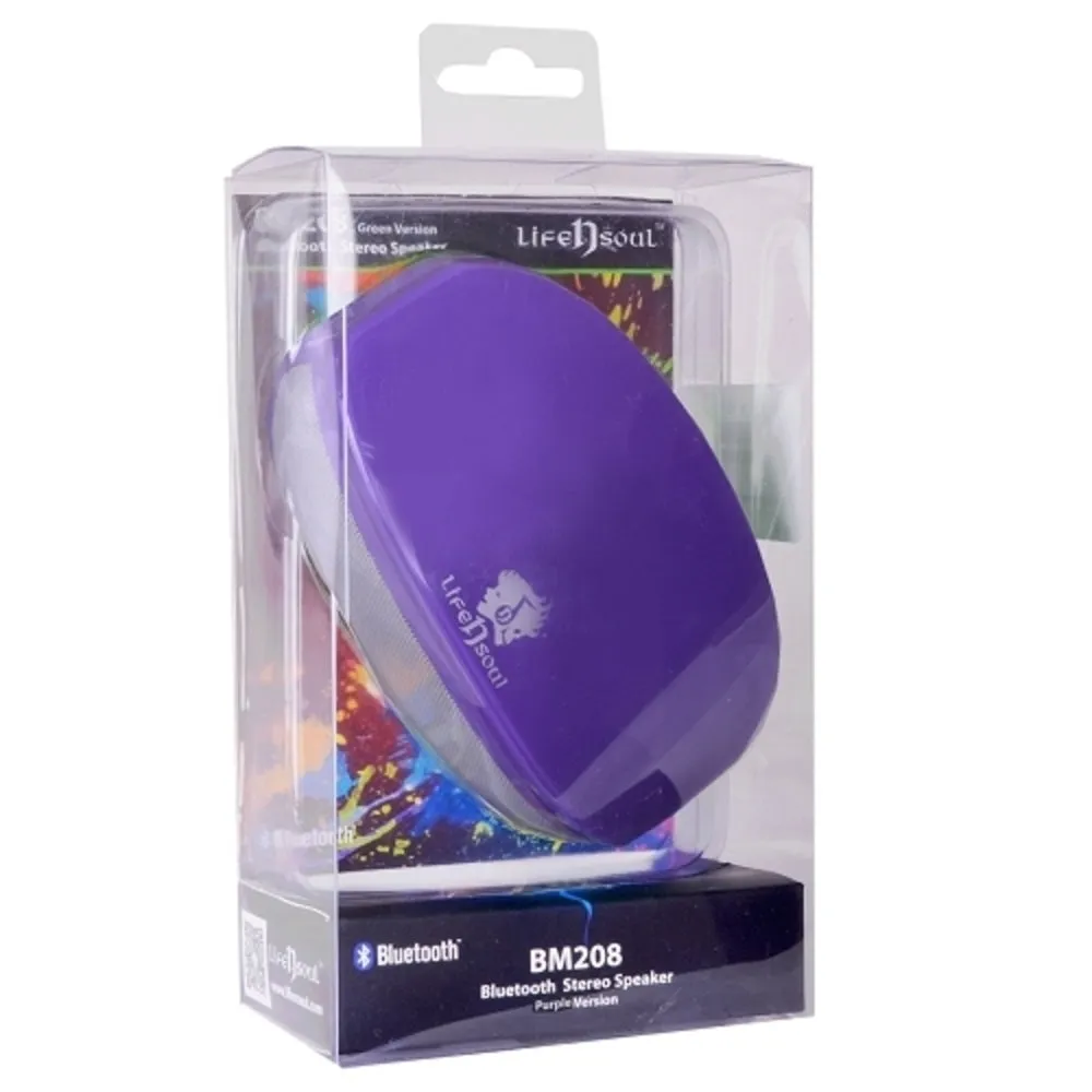 (10-Pack) Life N Soul BM208-P Bluetooth Stereo Speaker w/3.5mm Auxiliary Port (Purple)