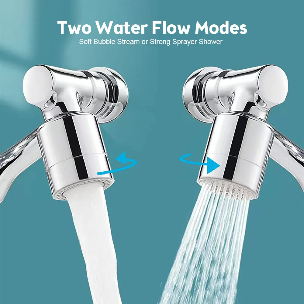 1080° Large-Angle Rotating Robotic Arm Water Nozzle Faucet Adaptor-Silver