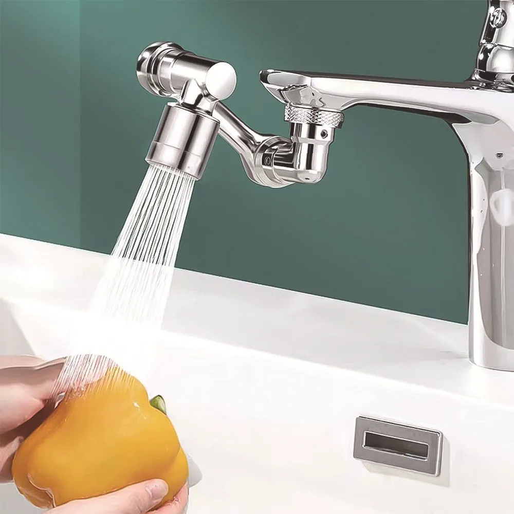 1080° Large-Angle Rotating Robotic Arm Water Nozzle Faucet Adaptor-Silver