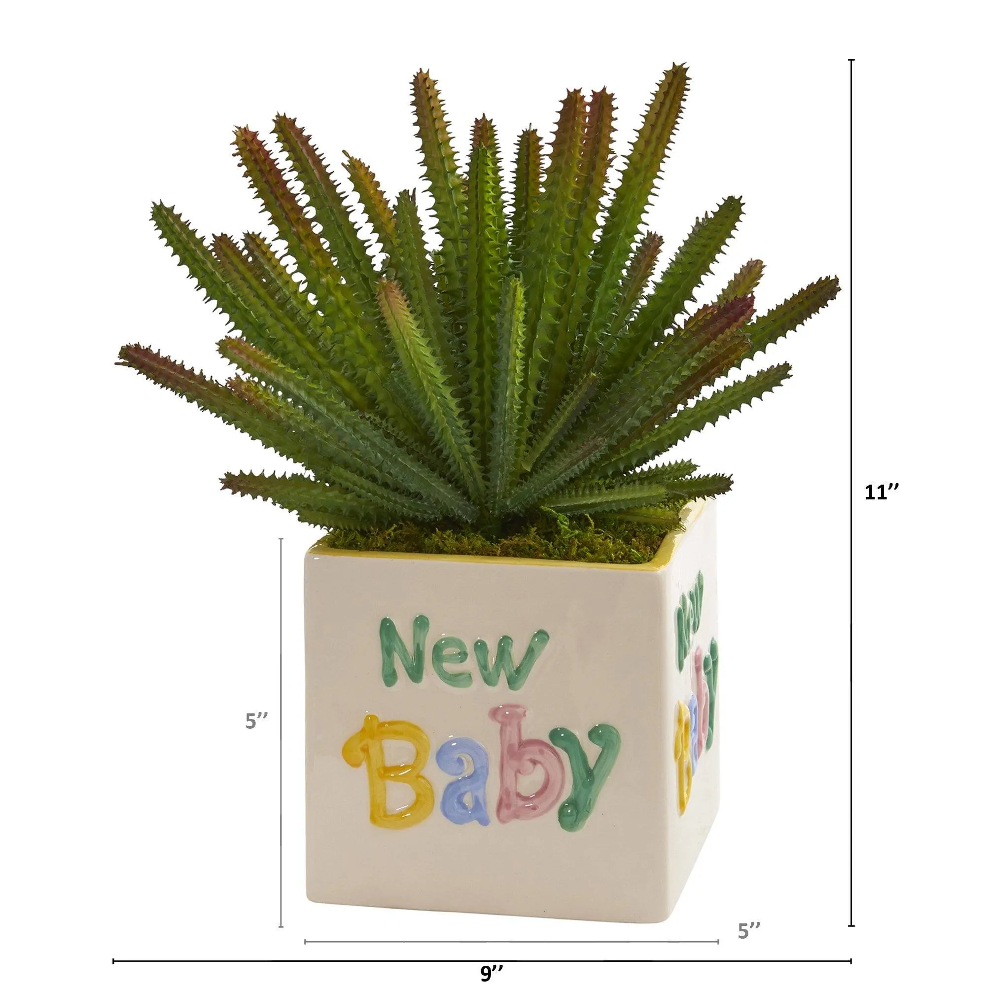 11” Cactus Artificial Plant in “New Baby” Planter