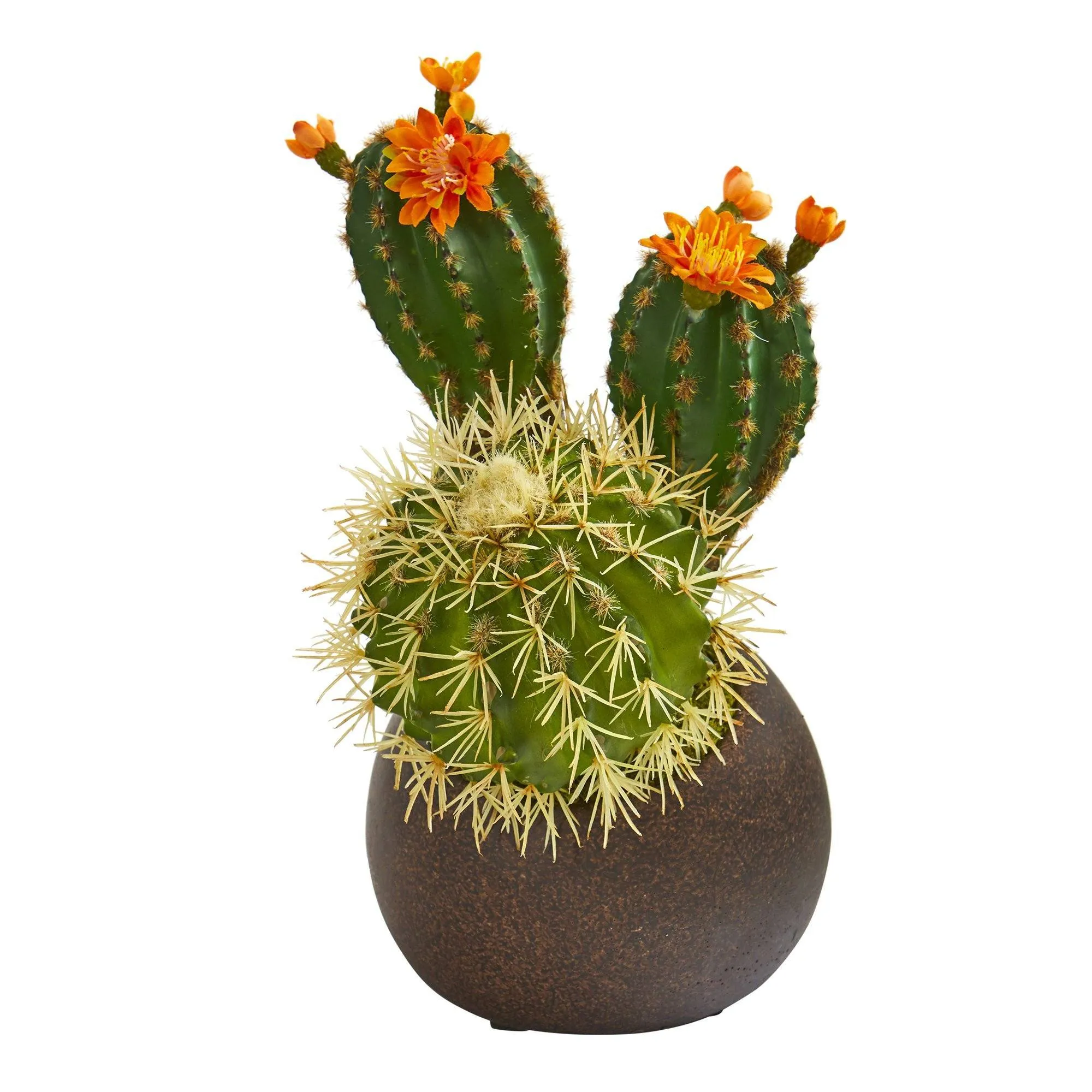 11” Cactus Succulent Artificial Plant in Stone Planter