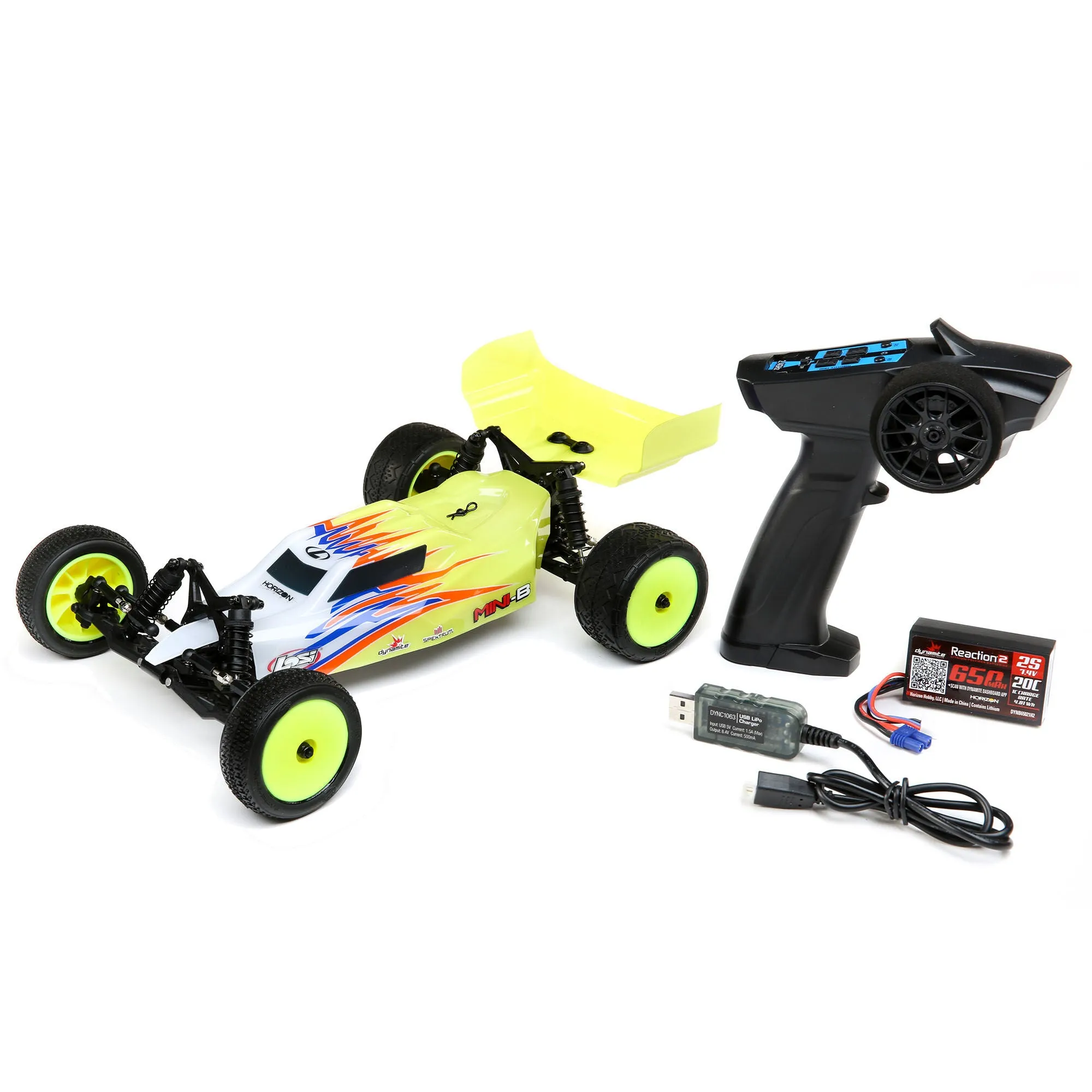 1/16 Mini-B Brushed RTR 2WD Buggy, Yellow/White