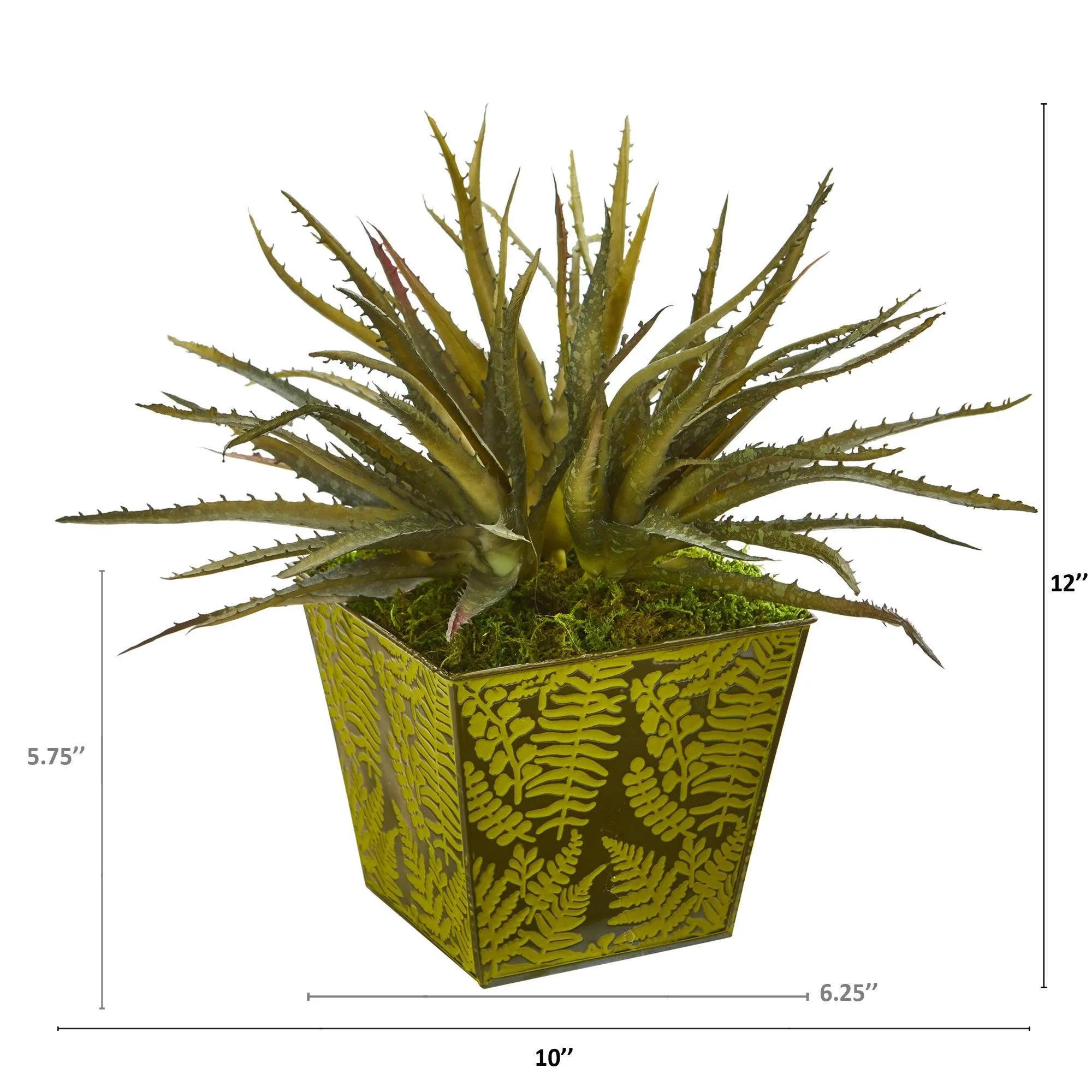 12” Aloe Succulent Artificial Plant in Green Tin Planter