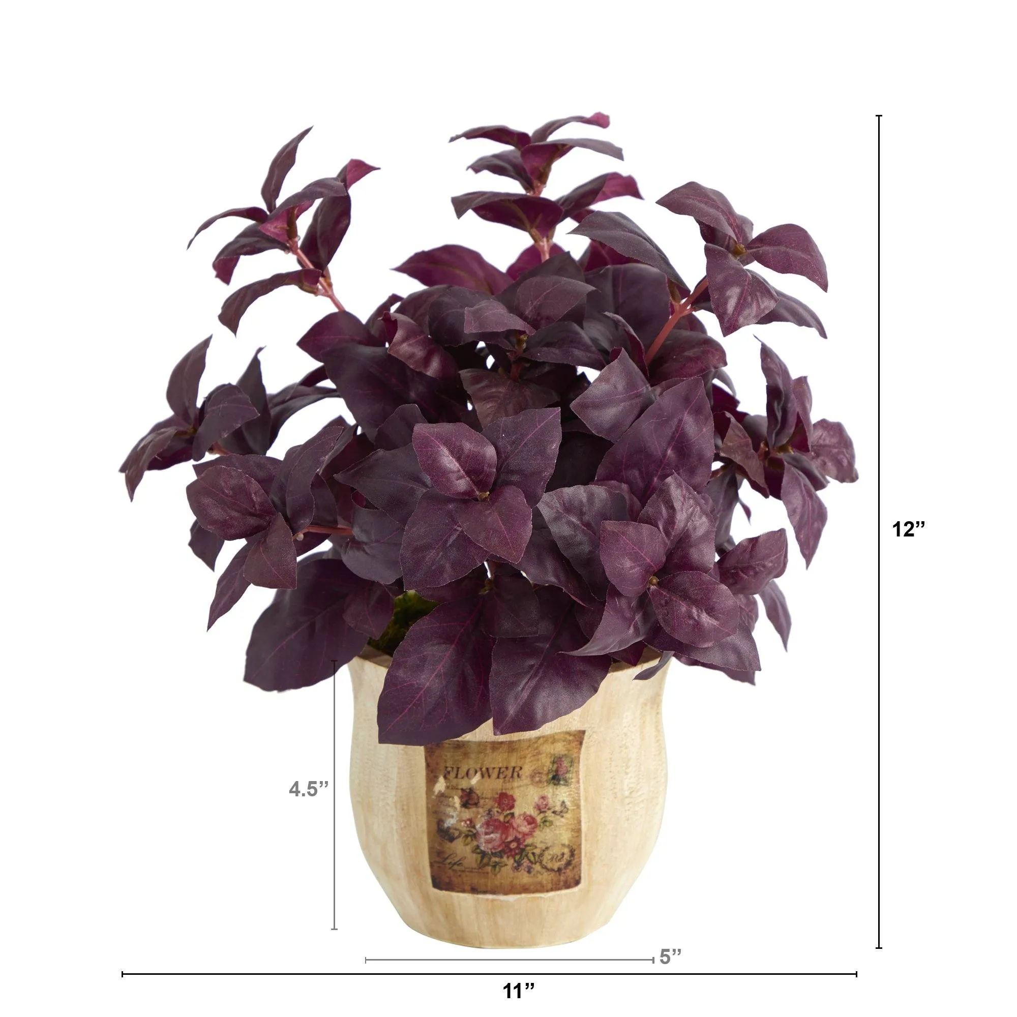 12” Basil Artificial Plant in Decorative Planter