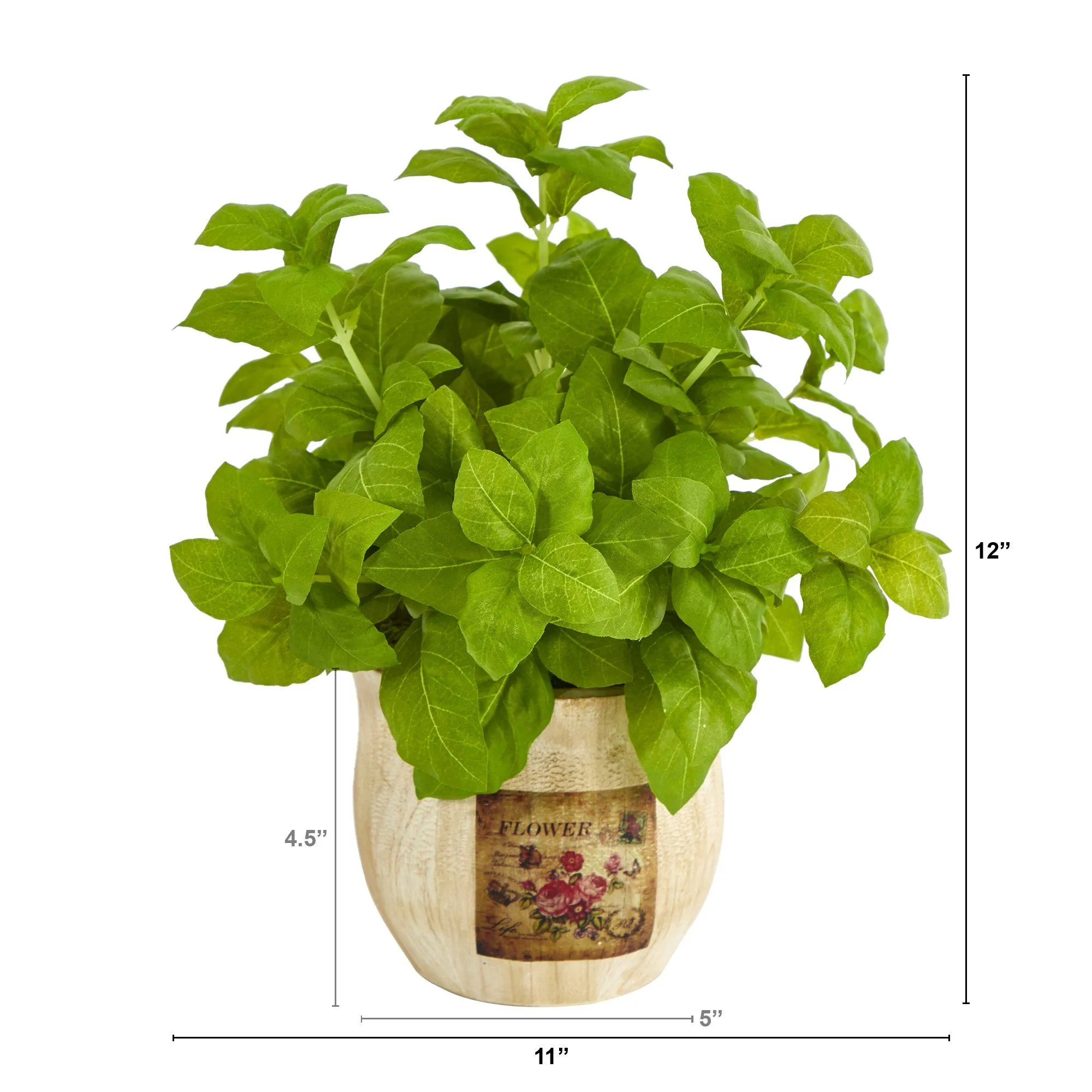 12” Basil Artificial Plant in Decorative Planter