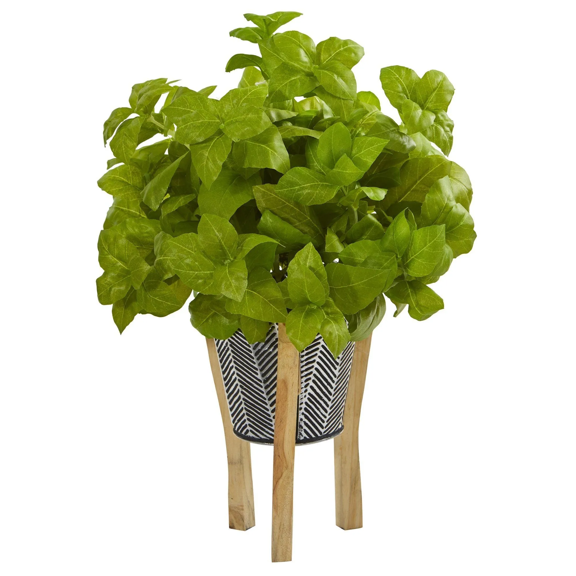 12” Basil Artificial Plant in Tin Planter with Legs (Set of 2)