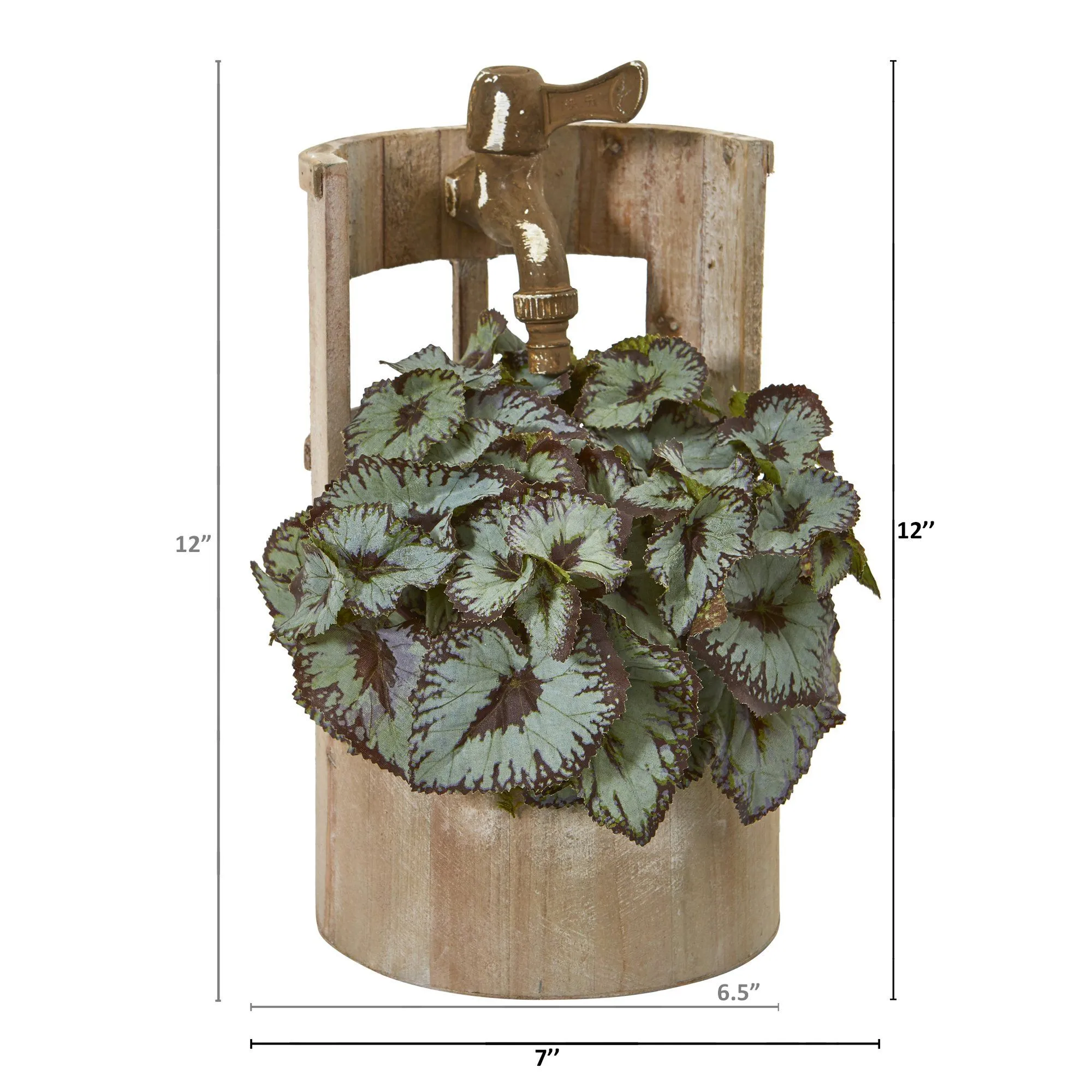 12” Rex Begonia Artificial Plant in Faucet Planter