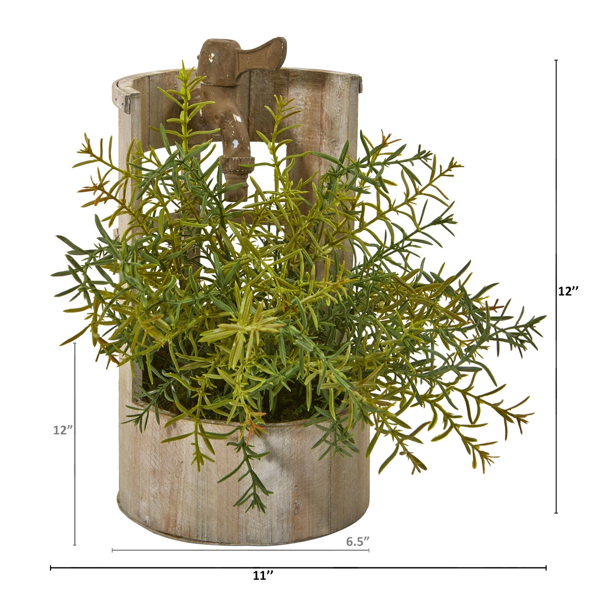 12” Rosemary Artificial Plant in Faucet Planter