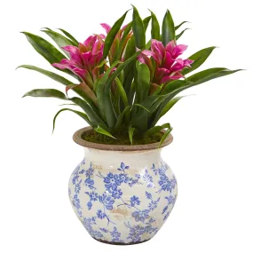 13” Bromeliad Artificial Plant in Floral Planter