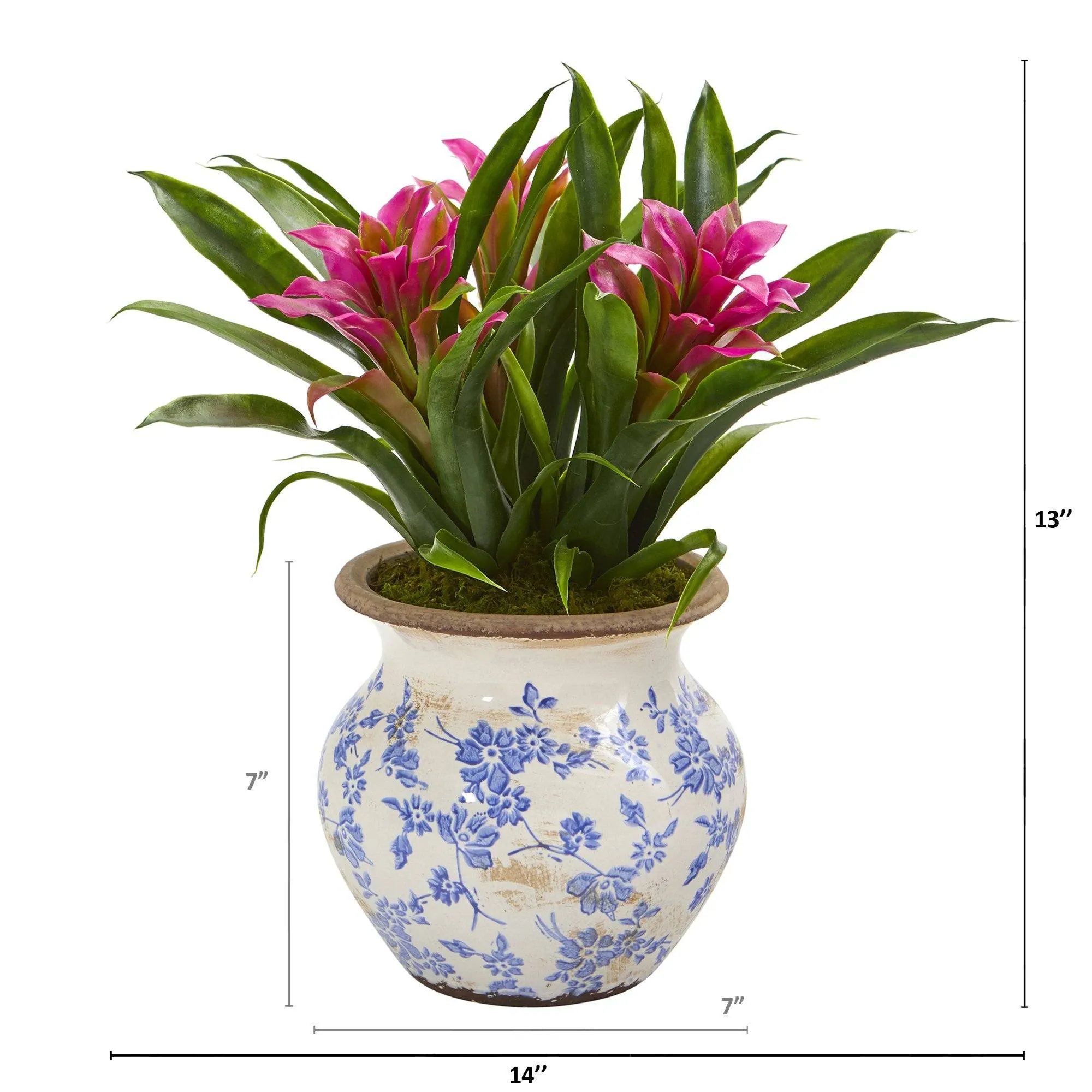 13” Bromeliad Artificial Plant in Floral Planter