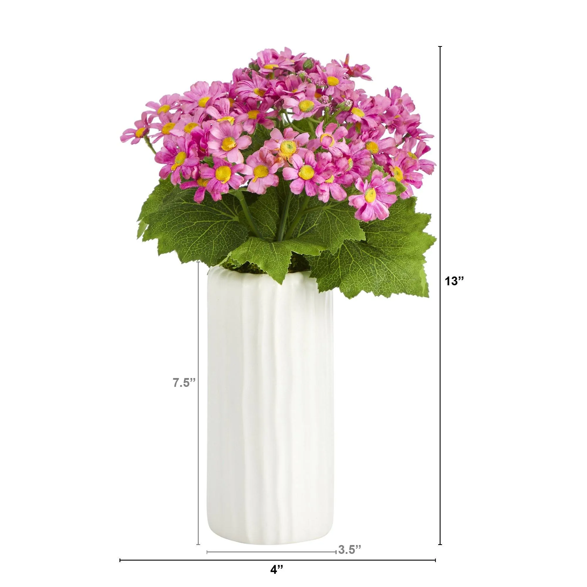 13” Daisy Artificial Plant in White Planter