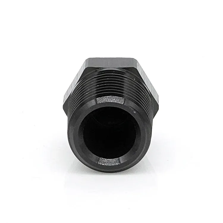 1/4" Male NPT Hex Plug, 6061 Aluminum, Black Hard Anodized