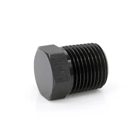 1/4" Male NPT Hex Plug, 6061 Aluminum, Black Hard Anodized