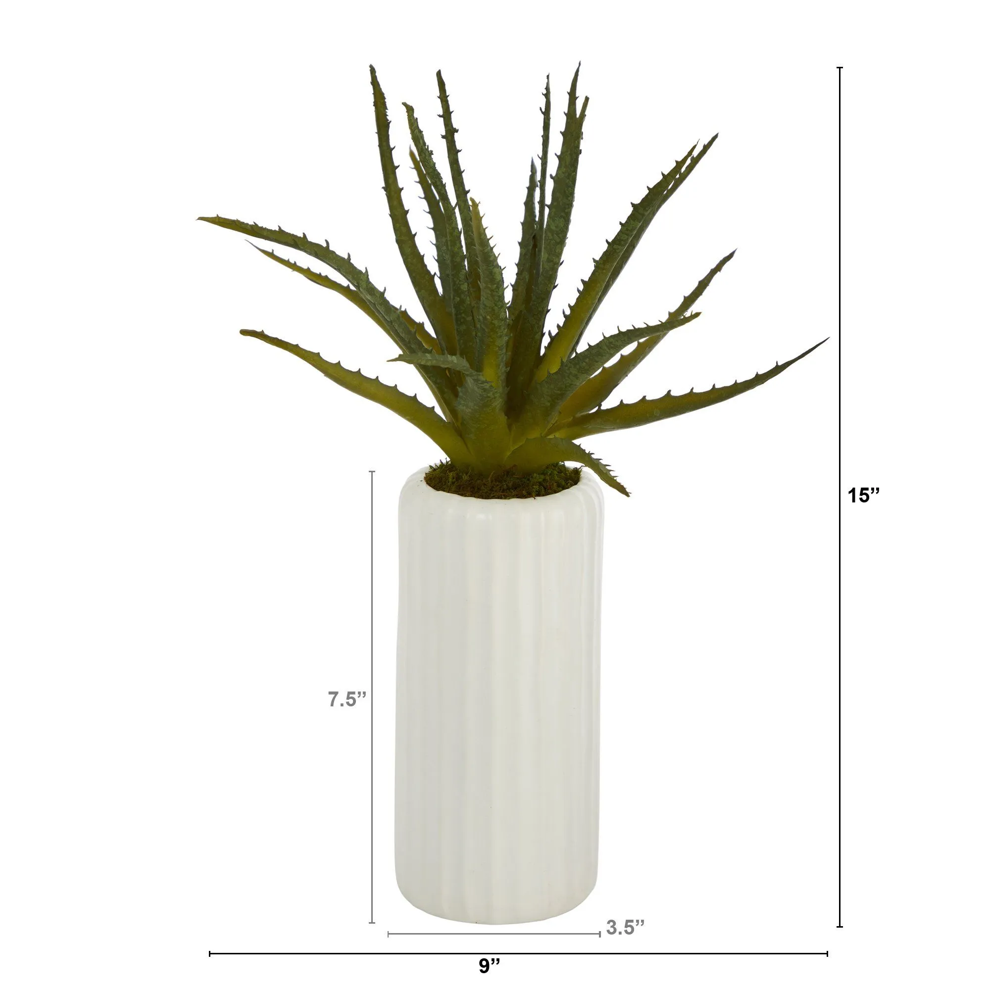 15” Aloe Artificial Plant in White Planter