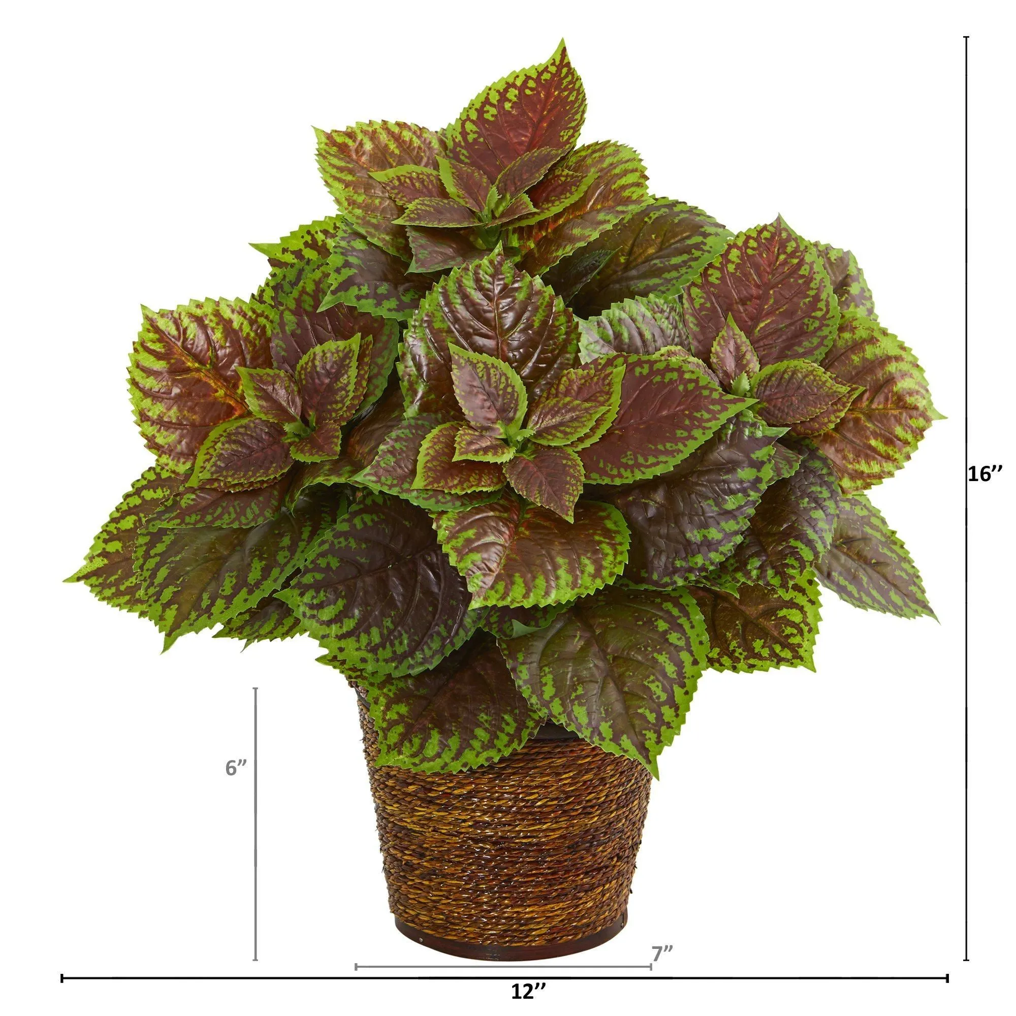 16” Coleus Artificial Plant in Basket (Real Touch)