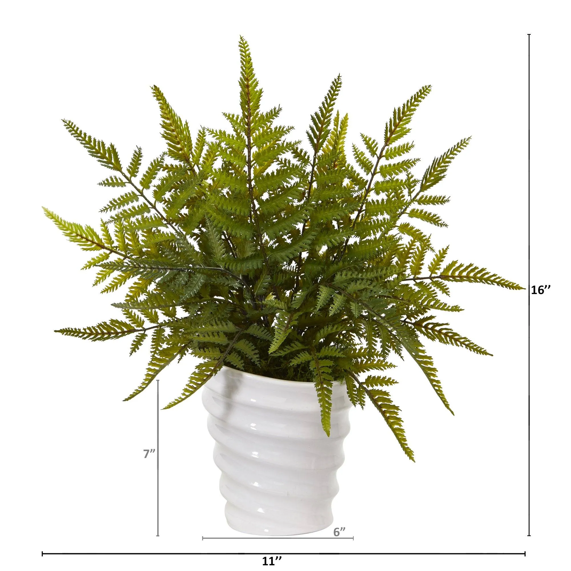 16” Fern Artificial Plant in White Planter