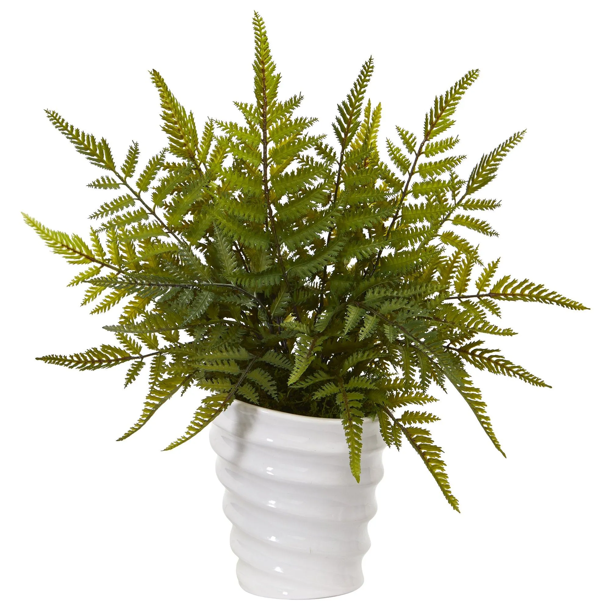 16” Fern Artificial Plant in White Planter