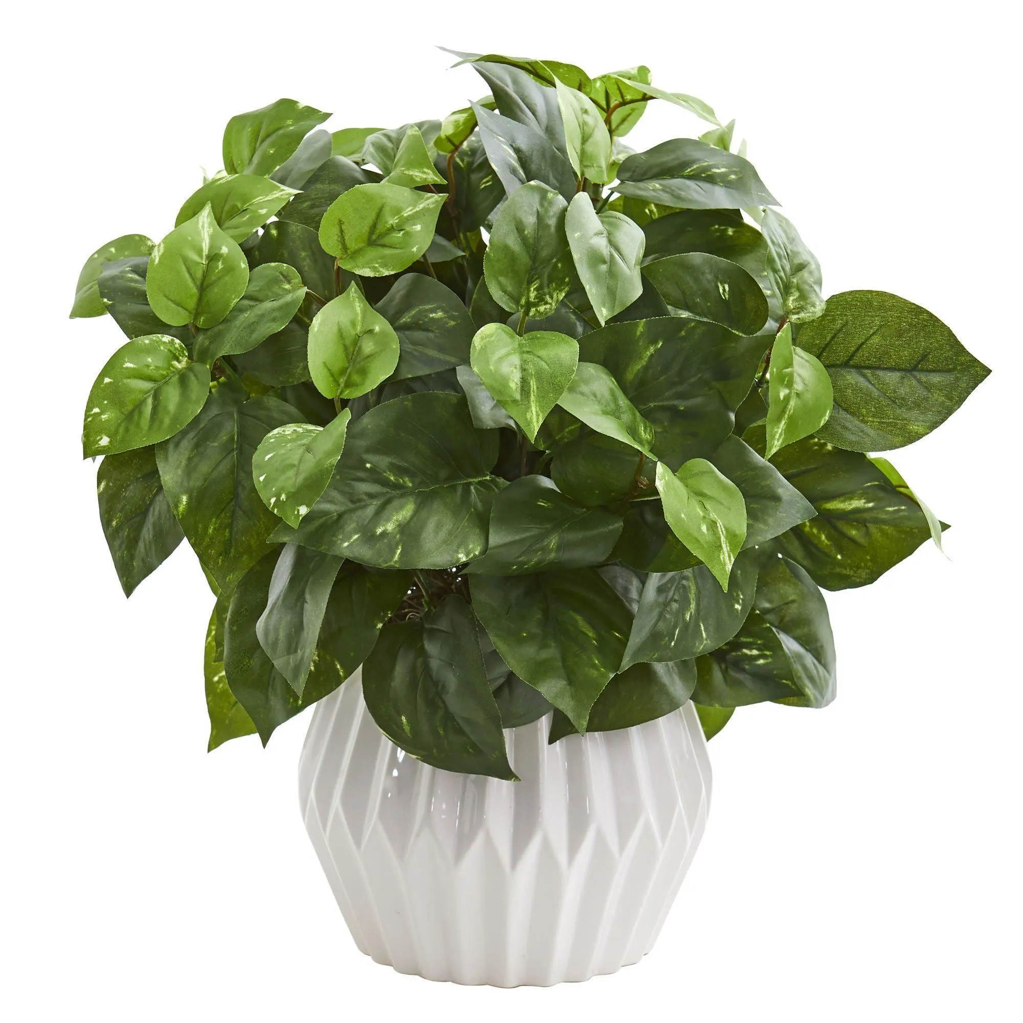 16’’ Pothos Artificial Plant in White Ceramic Vase