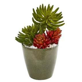 17” Mixed Succulent Artificial Plant in Decorative Planter