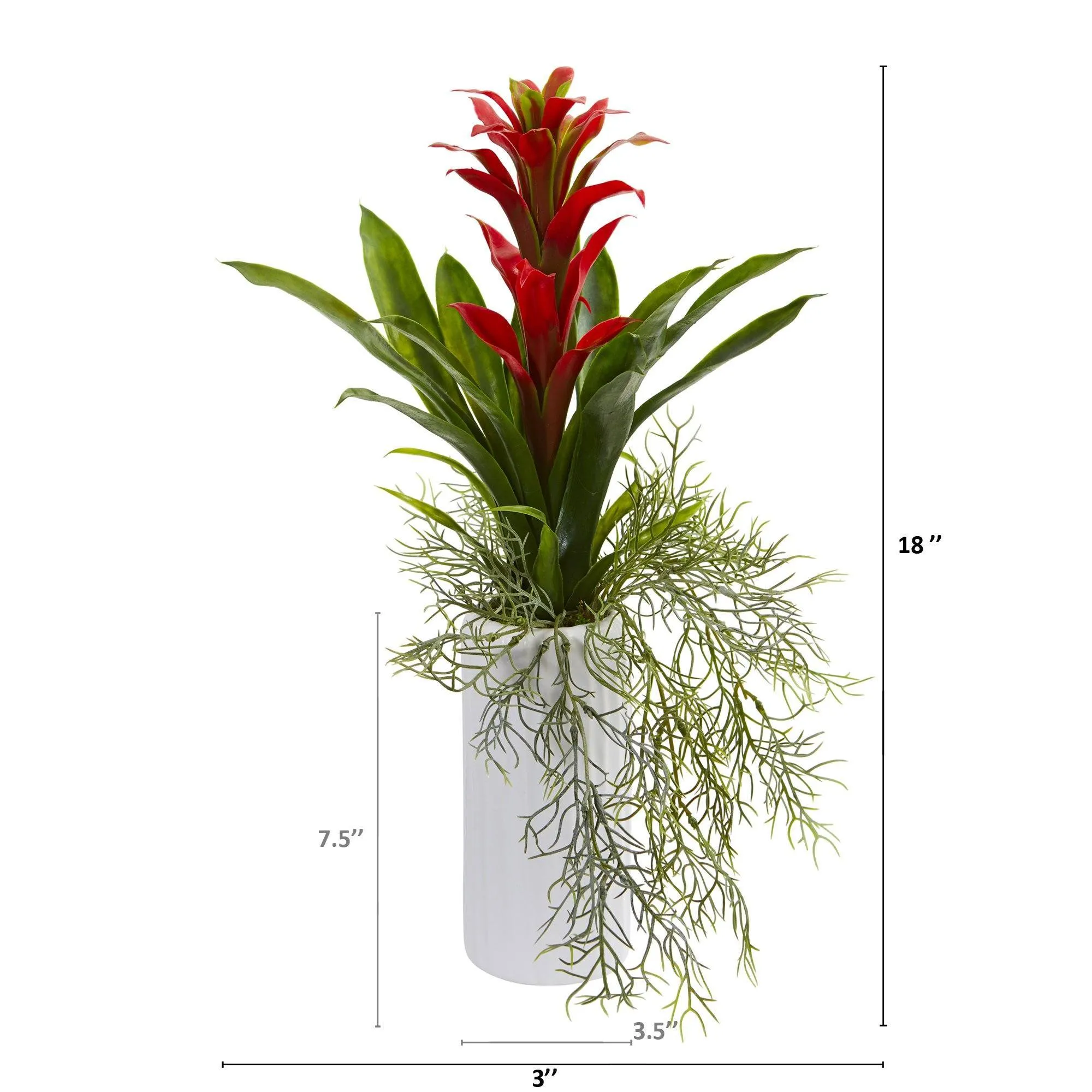 18” Bromeliad Artificial Plant in White Planter