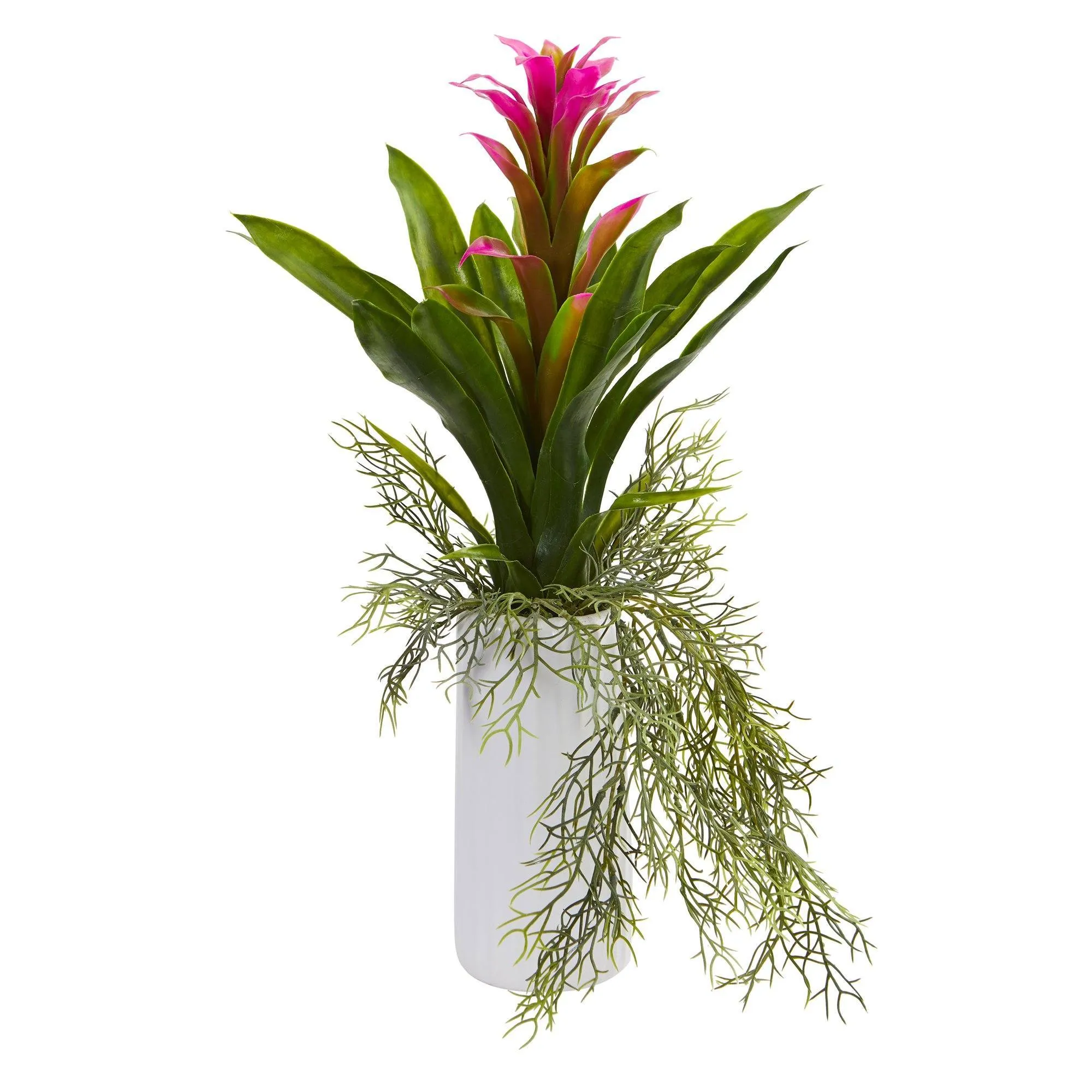 18” Bromeliad Artificial Plant in White Planter