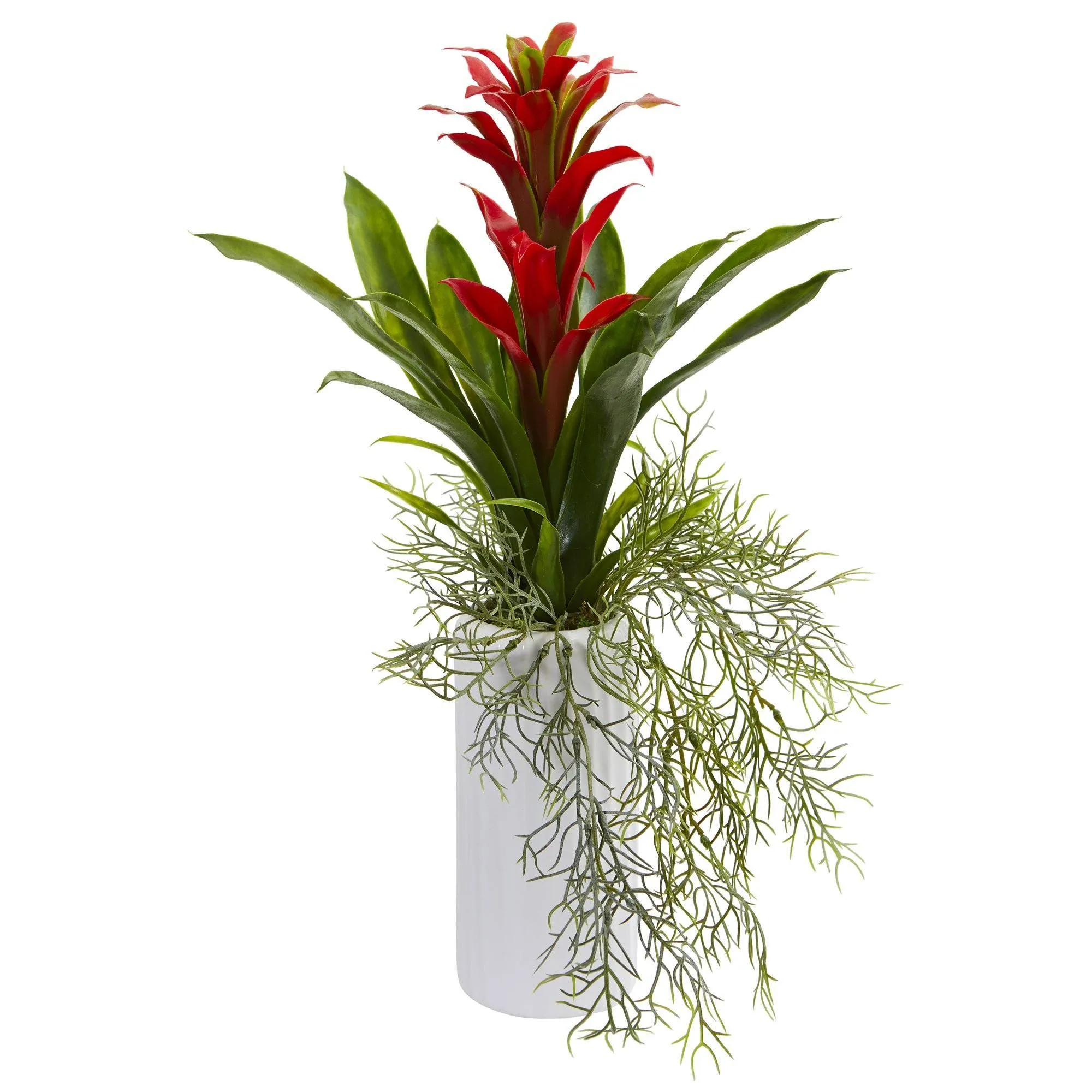 18” Bromeliad Artificial Plant in White Planter