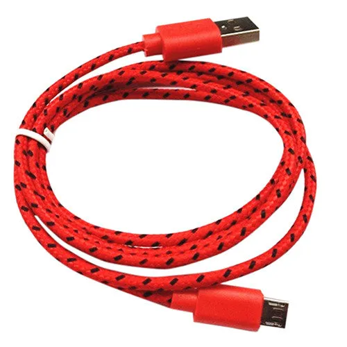 1m 2m 3m  Nylon Braided Fabric Micro USB Cable Charger Data Sync USB Cable Cord for Samsung Galaxy HTC Android Smart Phone 1pcs