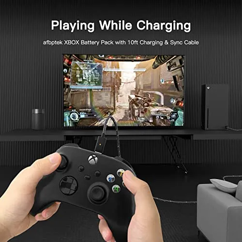 2 Pack Rechargeable Battery Pack, Xbox Series X/S Controller Game Accessories with Fast Charger and 10FT USB-C Charging Cable, Compatible with Xbox one/s/x/Elite Controller, Afbptek