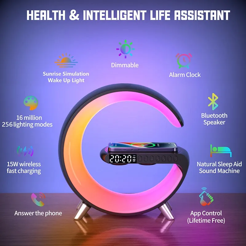 2022 New Smart Alarm Clock Creative Wireless Charger Desktop Sunrise Atmosphere Light Digital Alarm Clock For Bedroom N25