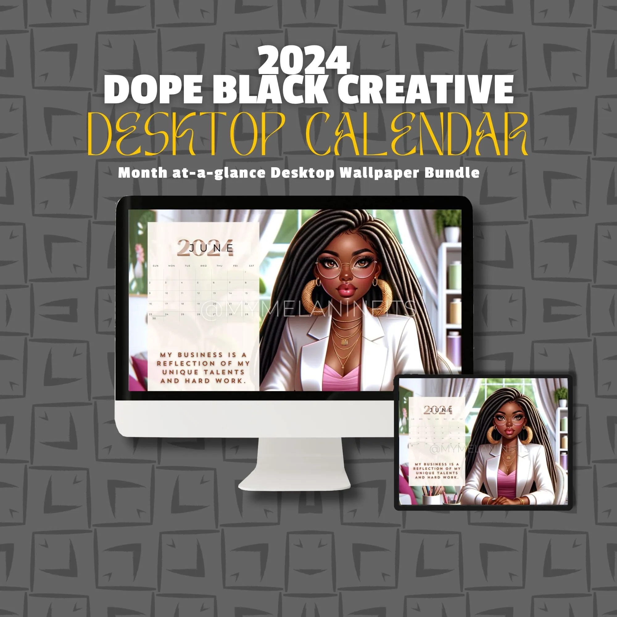 2024 Dope Black Creative Desktop Calendar