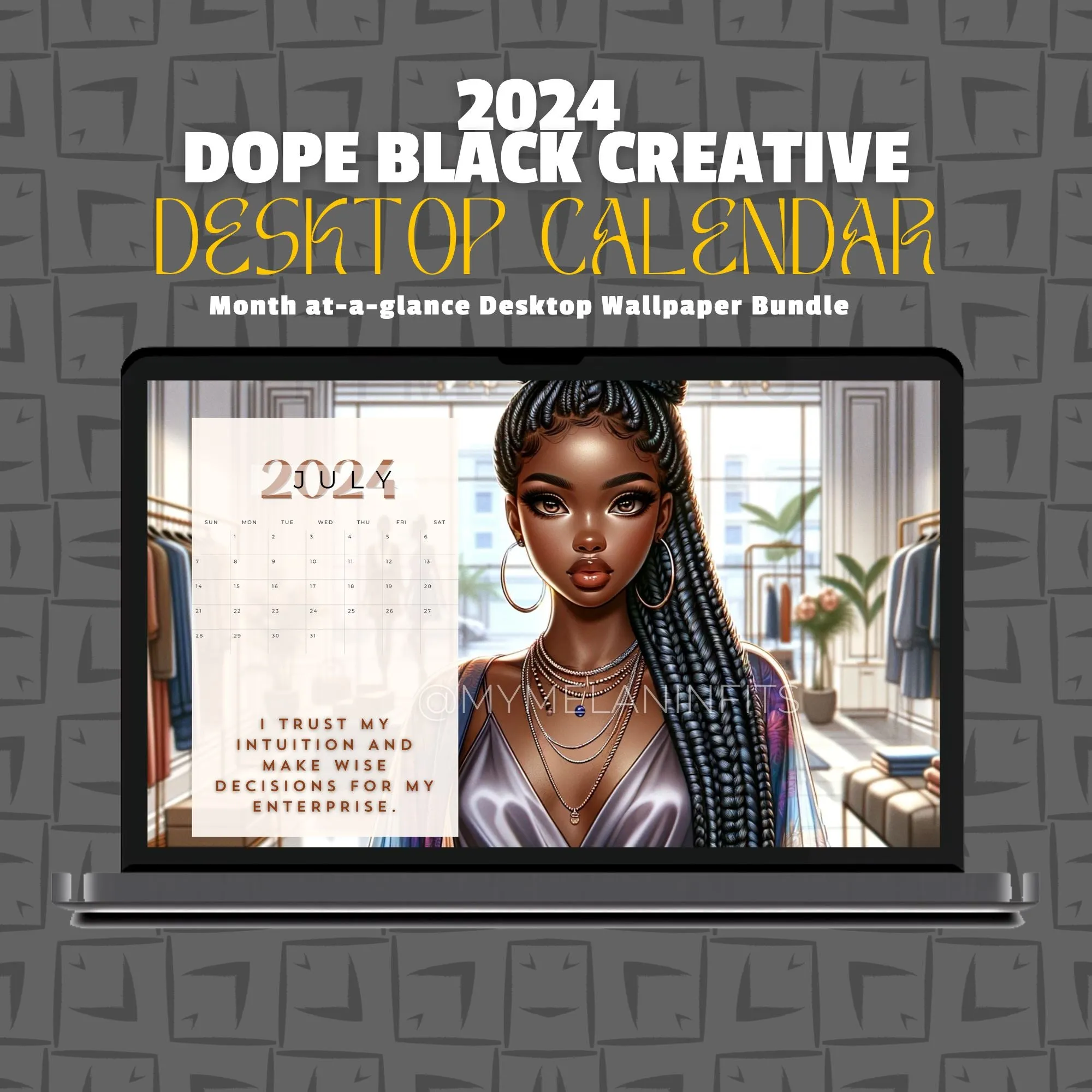 2024 Dope Black Creative Desktop Calendar