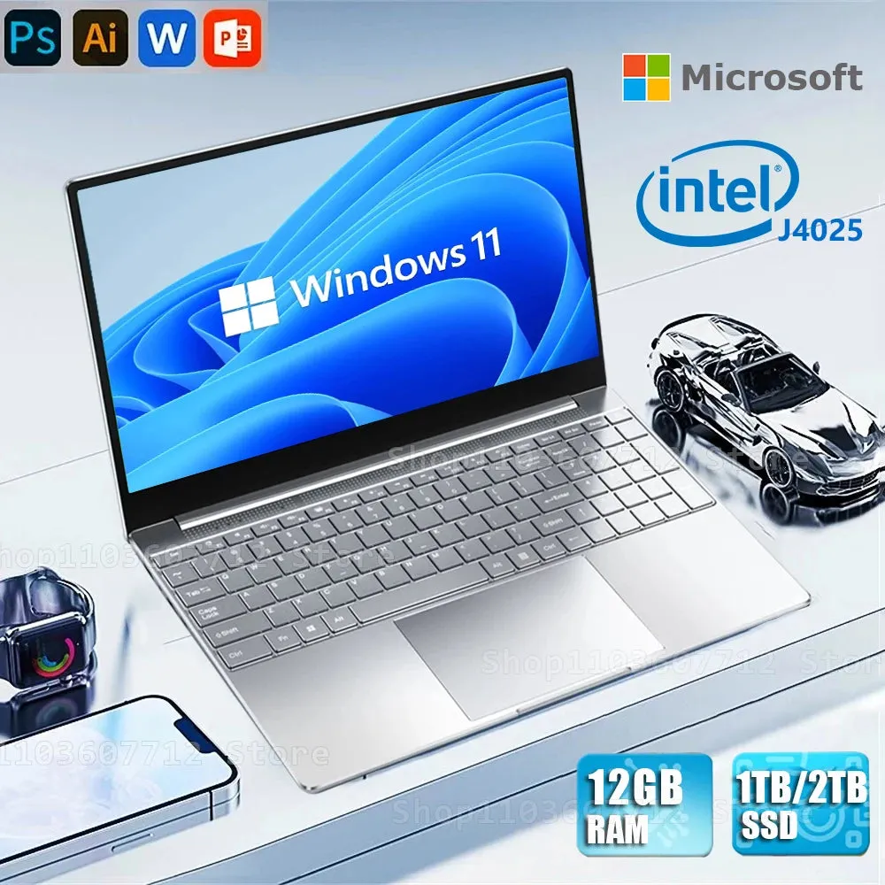 2024 Laptop Computer Windows 11 Notebook 14.1 Inch Intel Celeron J4025 12GB 512GB 1920*1080 Resolution Office Study PC computer