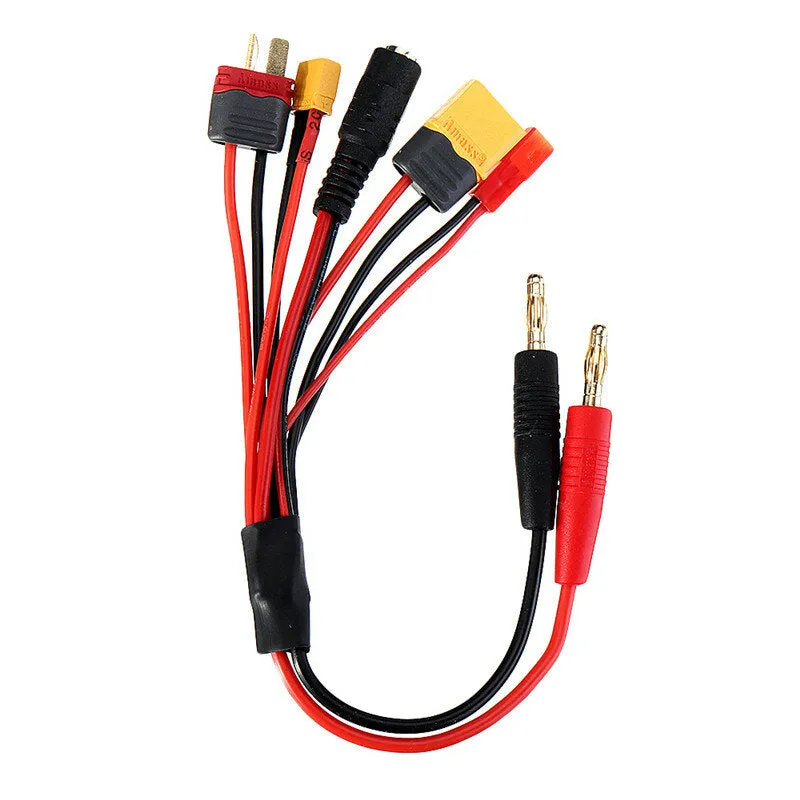 20cm 20AWG 4.0mm Banana Plug to XT60 XT30 DC5.5 T Plug Charger Adapter Cable for IMAX B6 Charger