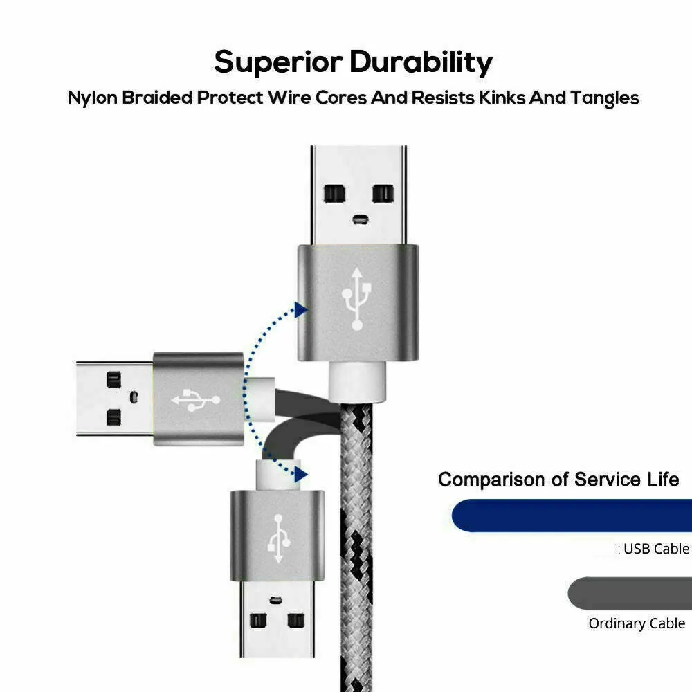 2M Fast Charging USB Type C Cable For Samsung Galaxy S series A series Note Tab LG Huawei HTC Google Pixel Android –White