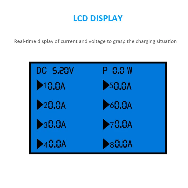 40W Smart 8 Ports USB Charger Station with LCD Display