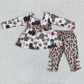 6 B9-21 baby girl Valentine's day Cartoon Leopard Girl bell Bottom Set-promotion 2023.12.30