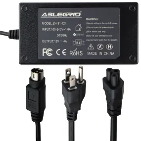 Ablegrid (12V/4A/48W) AC/DC Power Adapter Wall Charger - Black (ZH-31-124)