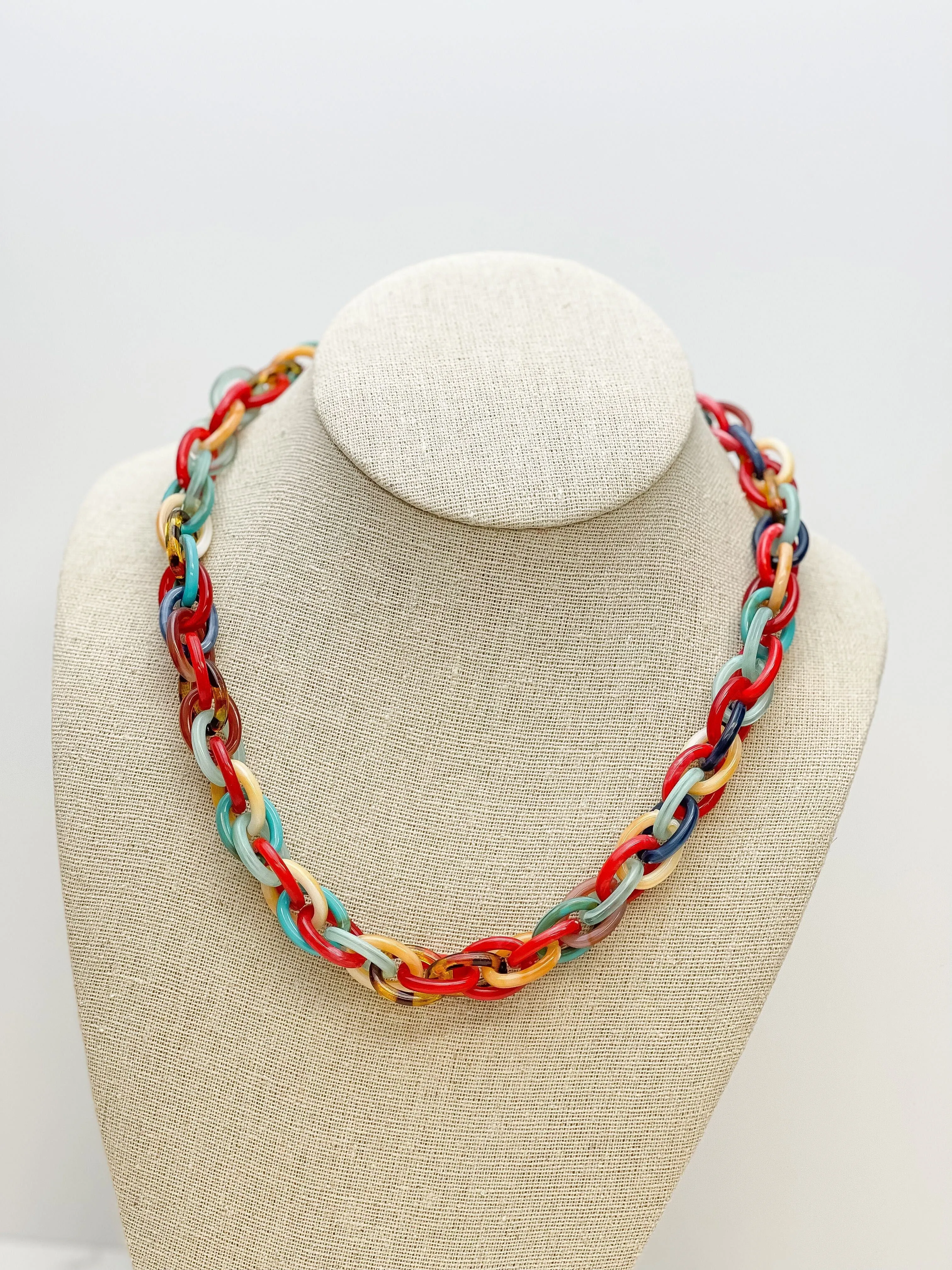 Acetate Linked Necklace - Tortoise Multi