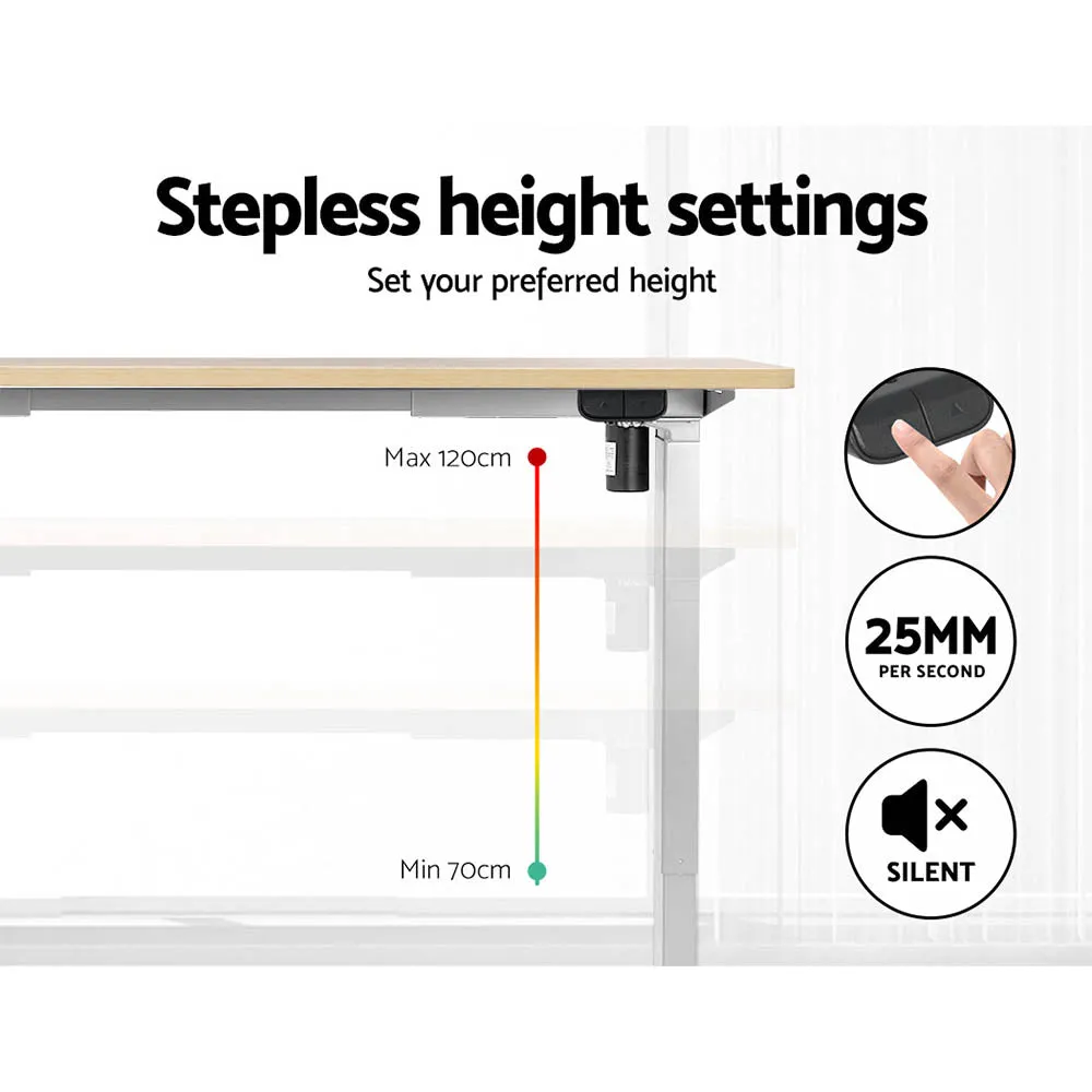 Adjustable Motorised Standing Desk Set 140CM Oak - Artiss