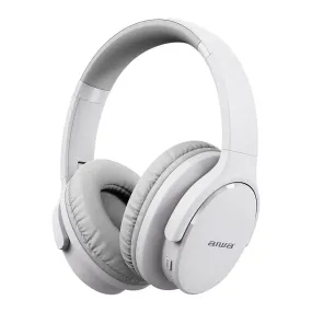 AIWA Over-Ear Bluetooth Headphones with AUX and Airplane Adapter (White)