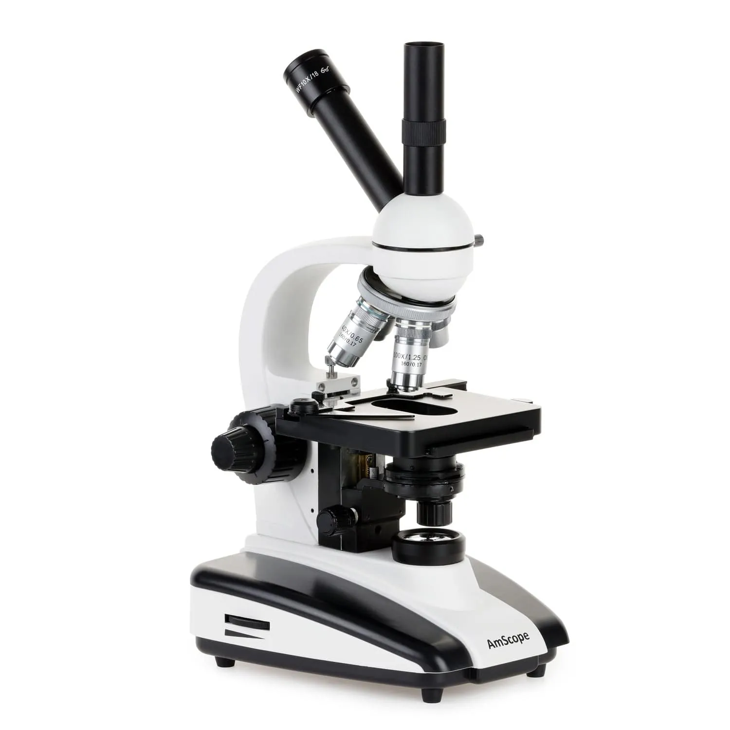 AmScope D130 Series Dual-view Monocular LED Student Compound Microscope with Mechanical Stage   9.7" Touchscreen Imaging System