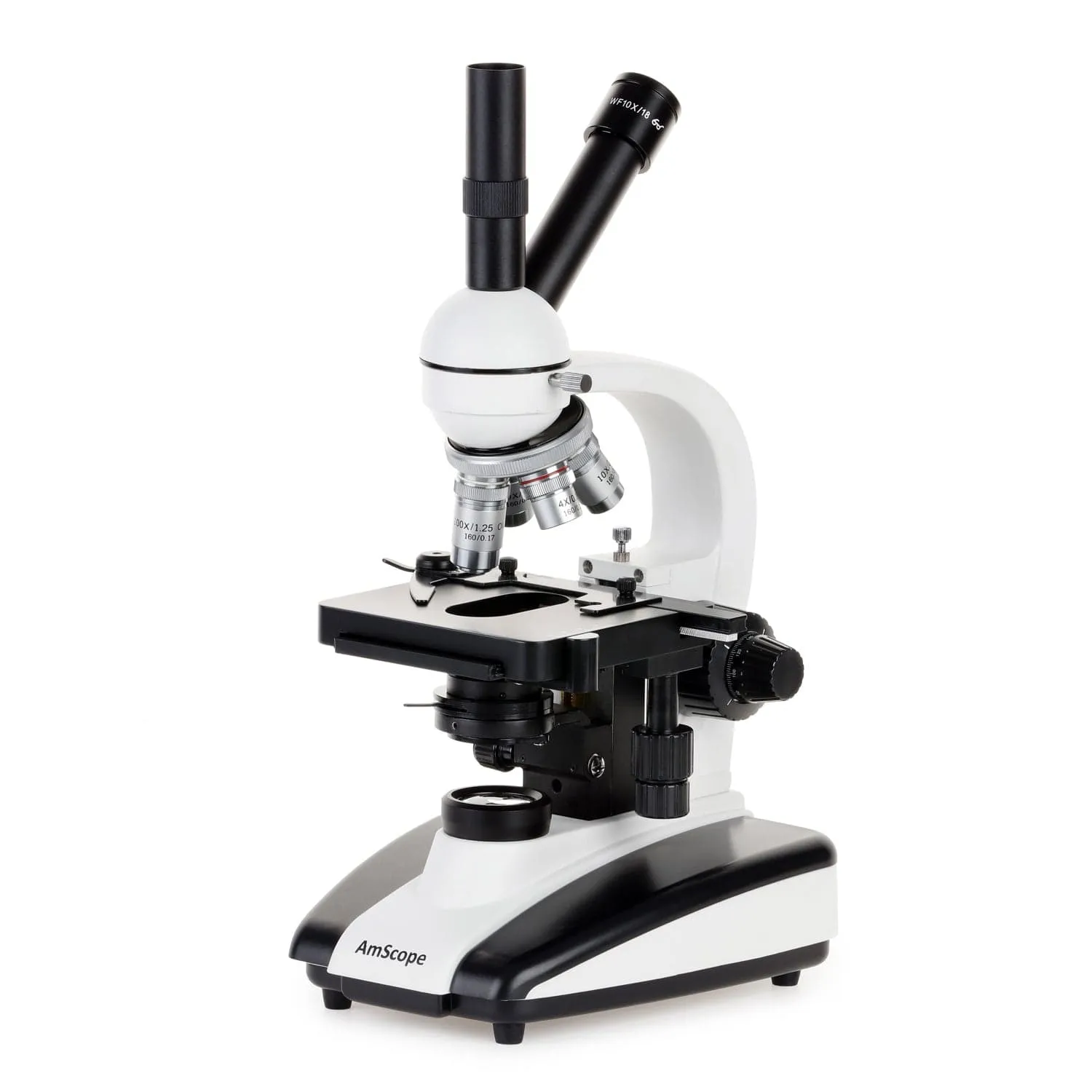 AmScope D130 Series Dual-view Monocular LED Student Compound Microscope with Mechanical Stage   9.7" Touchscreen Imaging System