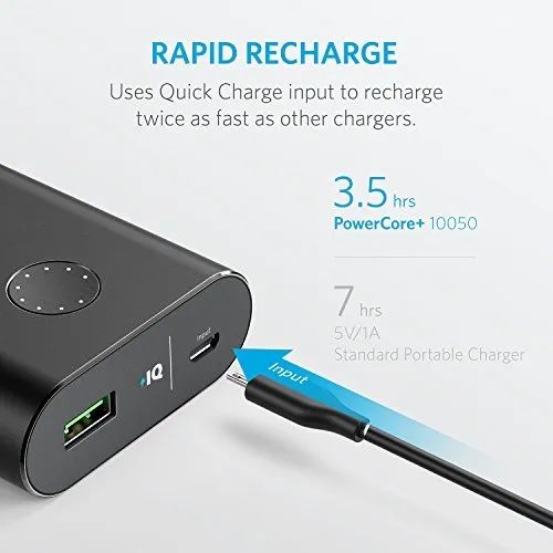 Anker PowerCore  10050 Premium Aluminum Portable Charger with Qualcomm Quick Charge 3.0 (Black)