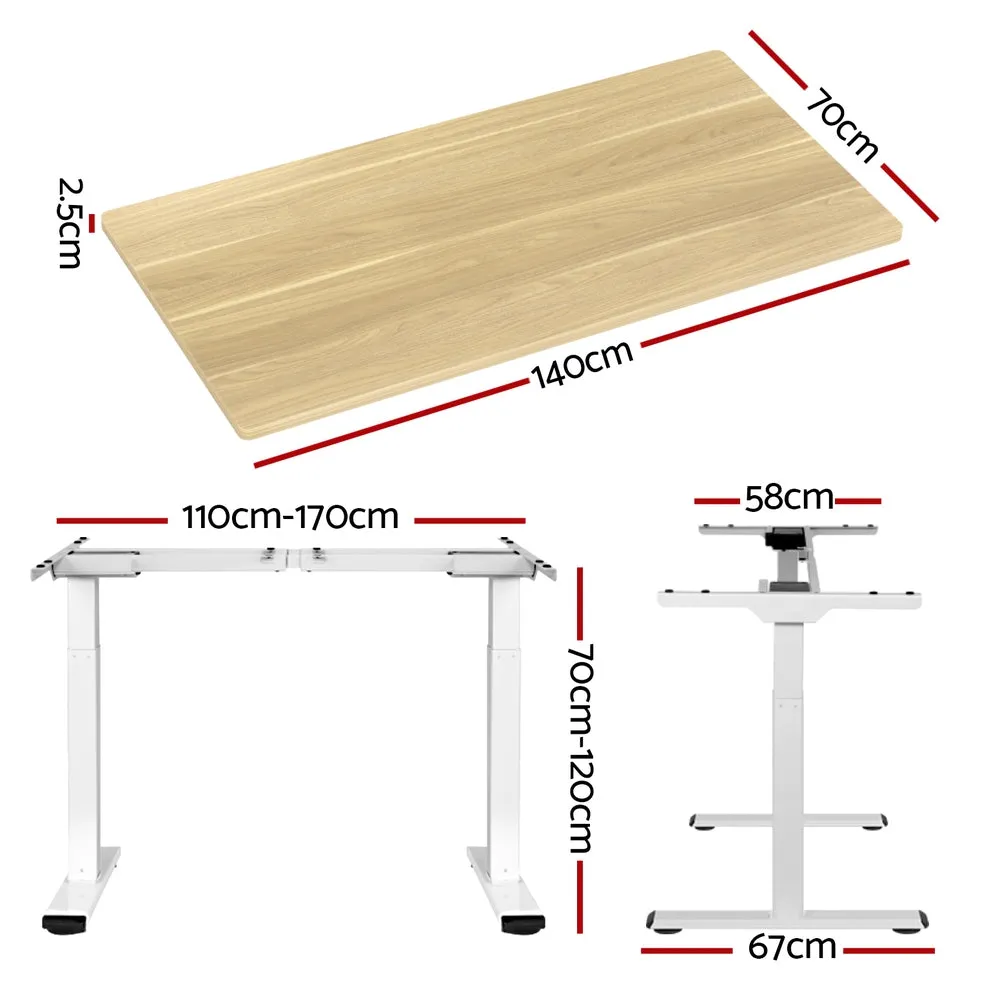 Artiss Standing Desk Electric Height Adjustable Sit Stand Desks White Oak 140cm