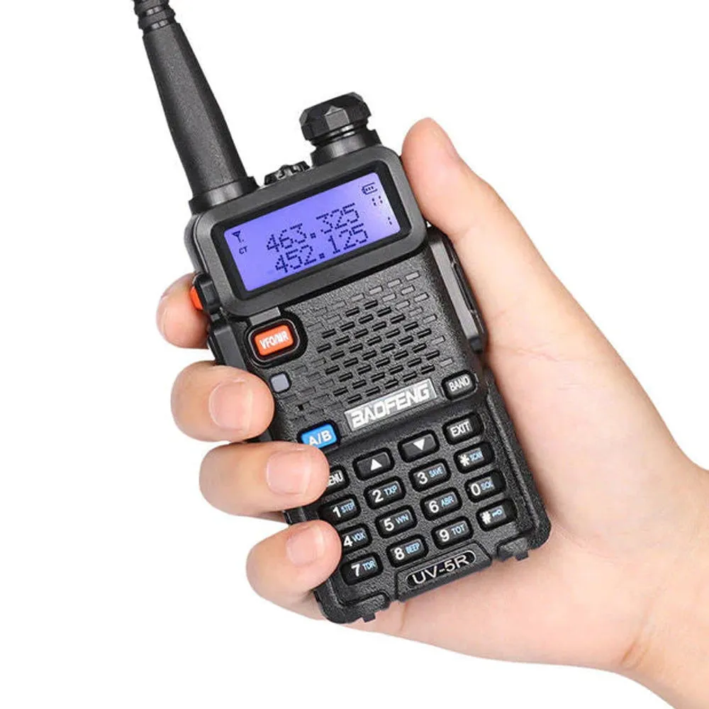 BaoFeng UV-5R (Single & Set of 2/3/4) Walkie-Talkie Dual-Band VHF/UHF Transceiver 5W PC Programmable Two-Way Radio with 128 Store Channels, 136-174/400-520MHz Frequency Range, 5km Max. Talking Range, Clear Voice Output (Black)