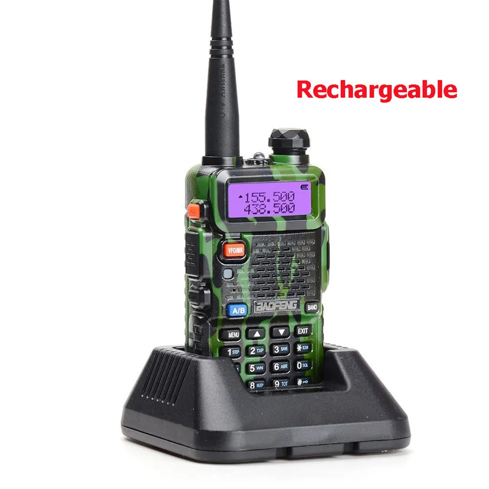 BaoFeng UV-5R (Single & Set of 2/3/4) Walkie-Talkie Dual-Band VHF/UHF Transceiver 5W PC Programmable Two-Way Radio with 128 Store Channels, 136-174/400-520MHz Frequency Range, 5km Max. Talking Range, Clear Voice Output (Green)